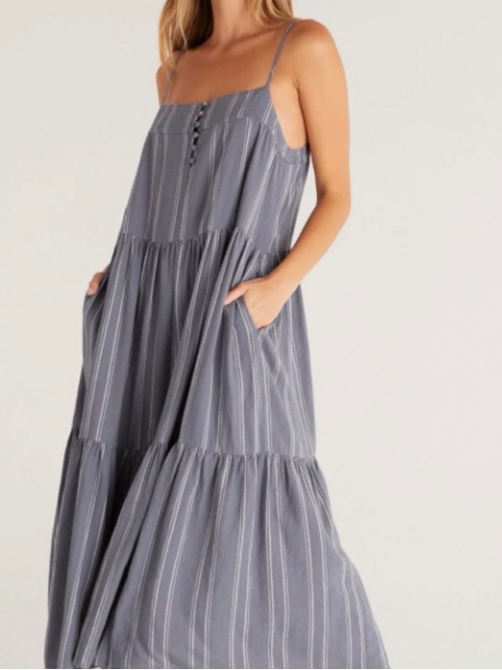 Z Supply Waverly Indigo and White Striped Maxi Dress size Small